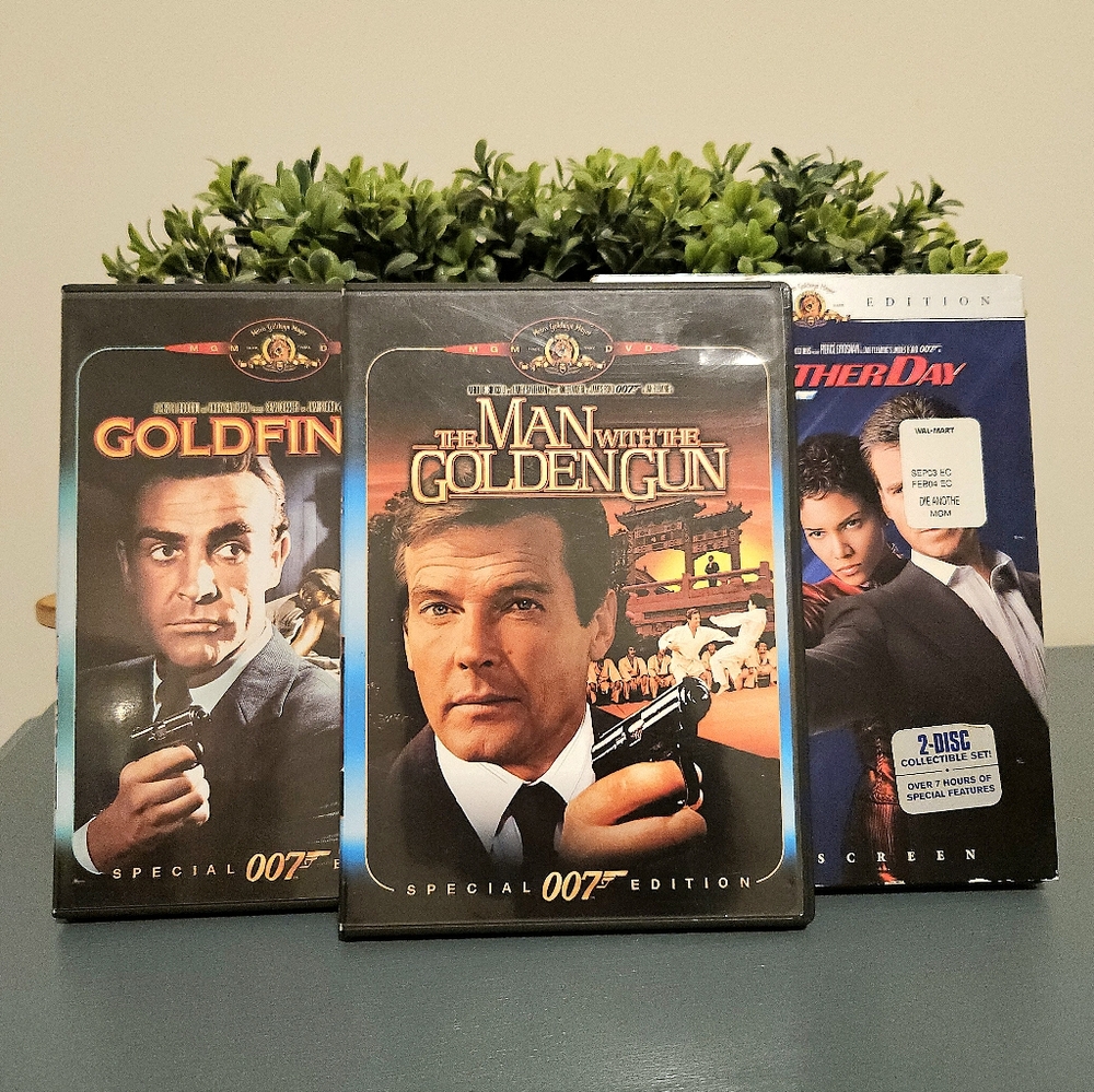 Classic James Bond 007 DVD Movie Collection Set Of 3 LOT: Golden Gun, Goldfinger